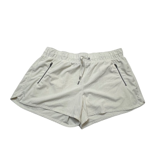 Athleta Pants - Athleta Womens XL Cream Tan Stripe Shorts Zipper Pockets Athletic